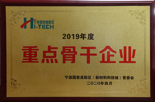 公司連續(xù)三年蟬聯(lián)寧波國(guó)家高新區(qū)“重點(diǎn)骨干企業(yè)”